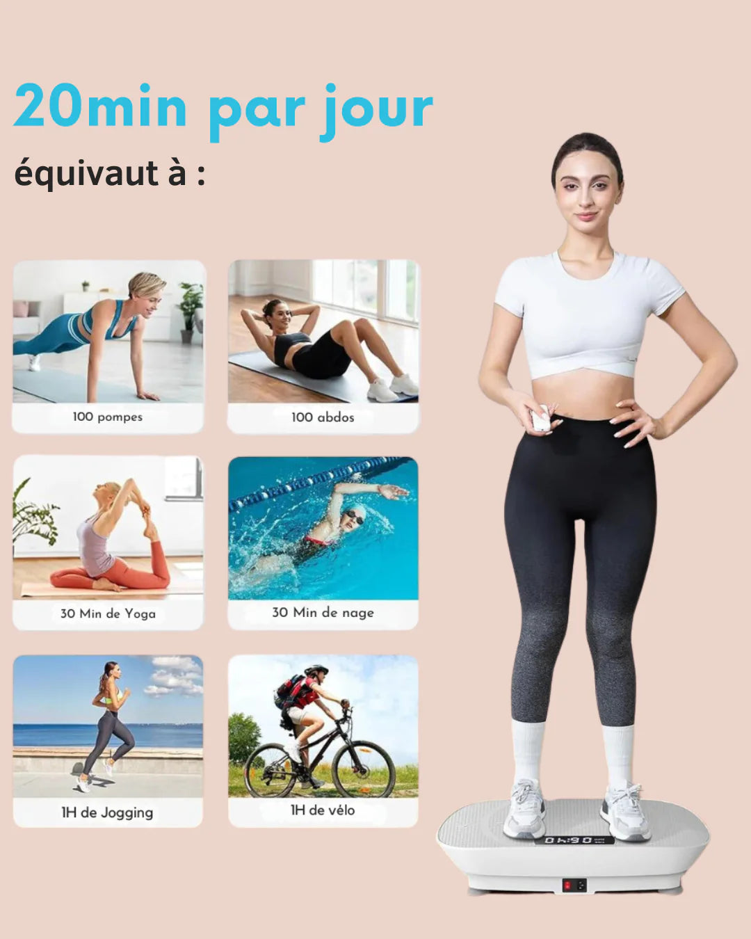 VibroTech 3D - Plateforme Oscillante avec 5 Programmes de Fitness & Santé