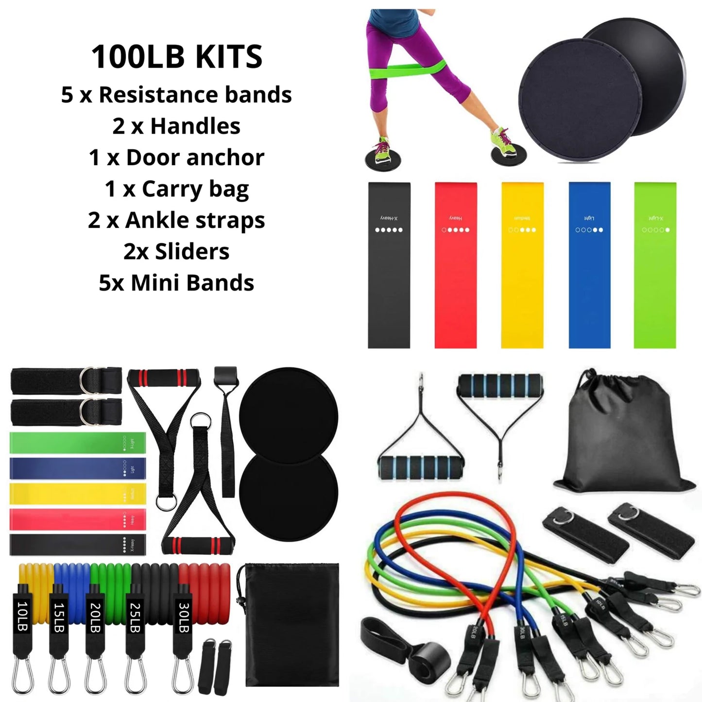 Kit Premium FitBands Pro 100LB - Entraînement Complet